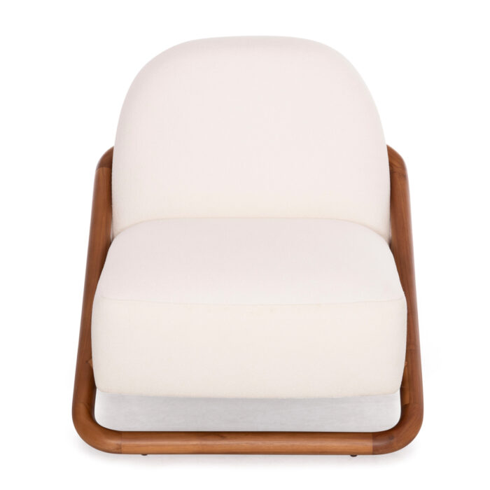ARMCHAIR LOUNGE RAMROD SM9967 TEAK WOOD IN NATURAL-CREAM WHITE BOUCLE 75x87x79Hcm. - Image 3