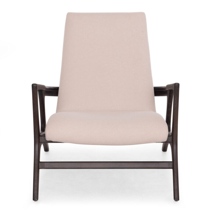 ARMCHAIR LOUNGE ARYA SM9969 TEAK WOOD IN BLACK-CREAM WHITE BOUCLE FABRIC 79x88x83Hcm. - Image 3