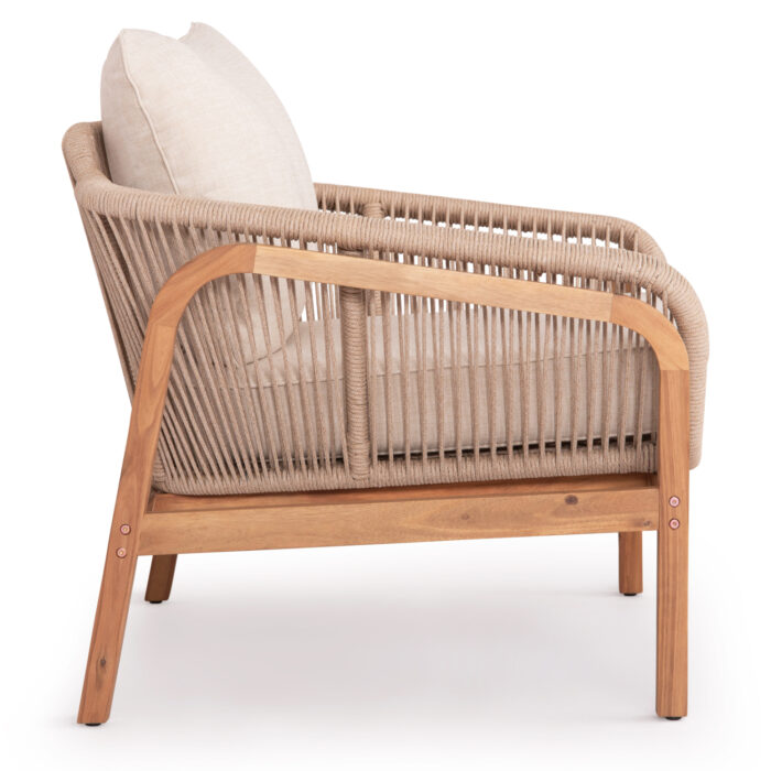 OUTDOOR LOUNGE ARMCHAIR OASIS SM6226 ACACIA WOOD-ALUMINUM & ROPE BEIGE 92x80x71.5-82Hcm. - Image 3