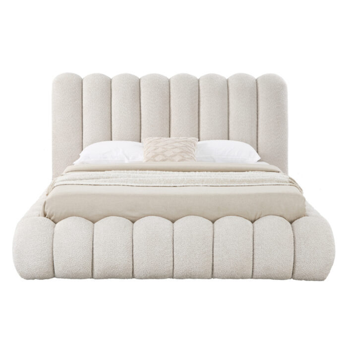 ΚΡΕΒΑΤΙ ΔΙΠΛΟ ΜΕ ΑΠΟΘ.ΧΩΡΟ BUBBLE SM727.03 ΜΠΕΖ CHENILLE ΥΦΑΣΜΑ--ΣΤΡΩΜΑ 160x200εκ - Image 4