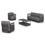 OUTDOOR LOUNGE SET 4PCS SERIES ELYSIA SM6186.01 DARK GREY ALUMINUM-ROPE-P.E.FABRIC - Image 4