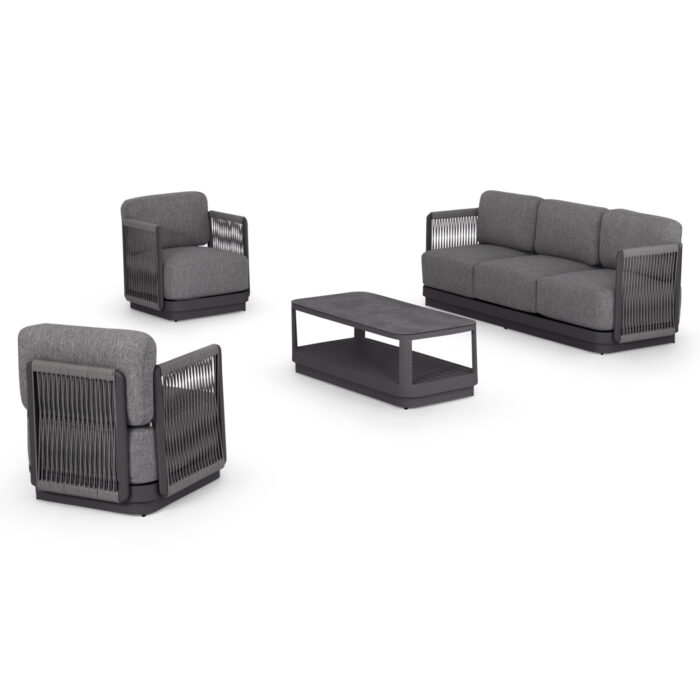 OUTDOOR LOUNGE SET 4PCS SERIES ELYSIA SM6186.01 DARK GREY ALUMINUM-ROPE-P.E.FABRIC - Image 4