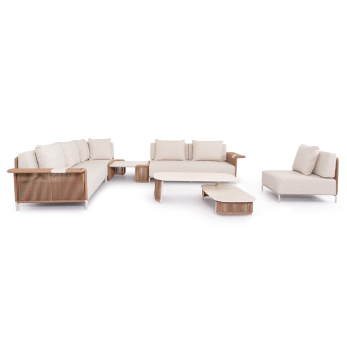 MULTIFORM OUTDOOR LOUNGE SET 6PCS AURORA SM6170 IVORY ALUMINUM-BEIGE WICKER-SINTERED STONE - Image 4