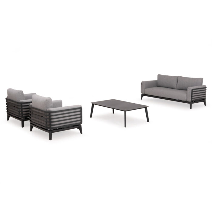 OUTDOOR LOUNGE SET 4PCS ORION SM6192.01 DARK GREY ALUMINUM & GREY OLEFIN - Image 4