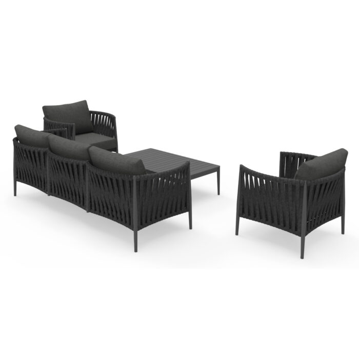 OUTDOOR LOUNGE SET 4PCS SERIES POLARIS SM6211.01 DARK GREY ALUMINUM-STRAPS-OLEFIN - Image 4