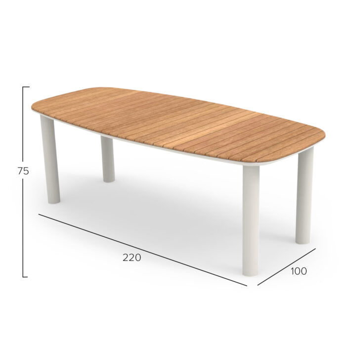 DINING TABLE SERIES EUTOPIA SM6203.02 CREAM WHITE ALUMINUM-TEAK WOOD 220x100x75Hcm. - Image 4