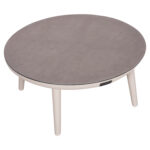 OUTDOOR COFFEE TABLE ROUND ZODIAC SM6214.02 CREAM WHITE ALUMINUM & GREY 3D PRINT GLASS TOP-Φ60x28Hcm. - Image 4