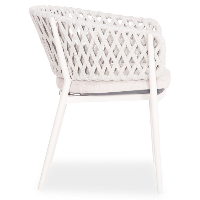 DINING CHAIR CAMELLIA SM6209.02 CREAM WHITE ALUMINUM-BEIGE P.E. ROPE & OLEFIN CUSHION - Image 4