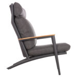 LOUNGE ARMCHAIR ZODIAC SM6213.01 ALUMINUM-ROPE-OLEFIN IN DARK GREY-TEAK WOOD ARMRESTS 76x77,5x97Hcm. - Image 4