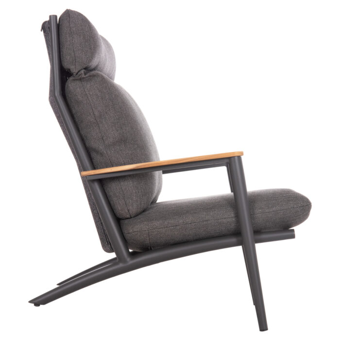 LOUNGE ARMCHAIR ZODIAC SM6213.01 ALUMINUM-ROPE-OLEFIN IN DARK GREY-TEAK WOOD ARMRESTS 76x77,5x97Hcm. - Image 4