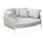 DAYBED 2-SEATER MAVERICK SM6216.02 ALUMINUM IN CREAM WHITE-OLEFIN & STRAP 164x144x70Hcm. - Image 4