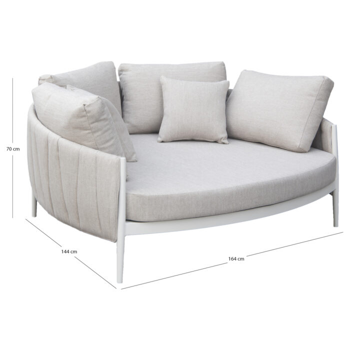 DAYBED 2-SEATER MAVERICK SM6216.02 ALUMINUM IN CREAM WHITE-OLEFIN & STRAP 164x144x70Hcm. - Image 4