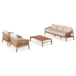 OUTDOOR LOUNGE SET 4PCS SERIES OASIS SM6224 ACACIA WOOD-ALUMINUM & ROPE IN BEIGE - Image 4