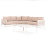 OUTDOOR LOUNGE SET 4PCS ORION CORNER SM6191.02 WHITE ALUMINUM & BEIGE OLEFIN - Image 4