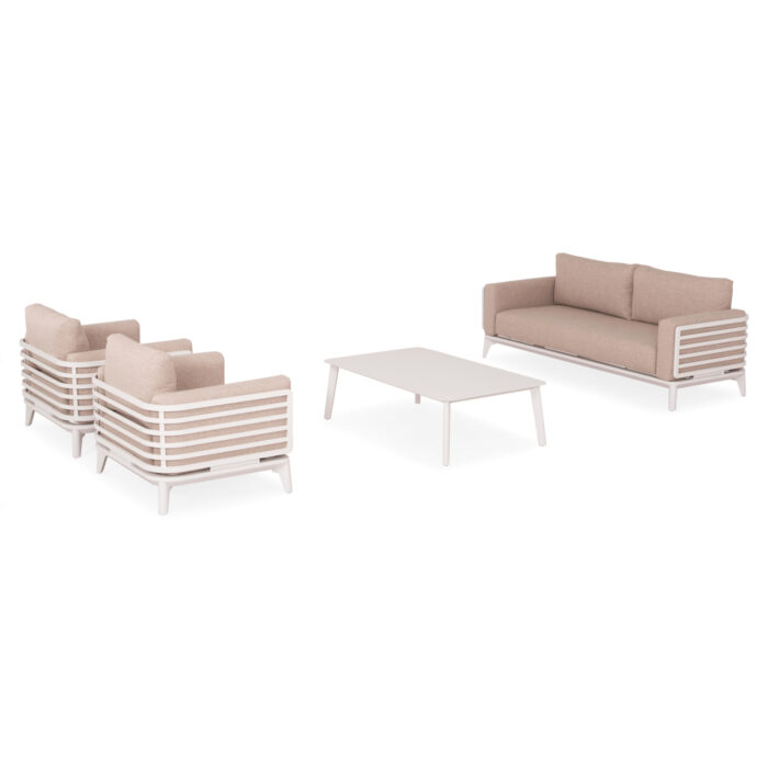 OUTDOOR LOUNGE SET 4PCS ORION SM6192.02 WHITE ALUMINUM & BEIGE OLEFIN - Image 4