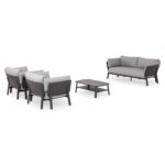 OUTDOOR LOUNGE SET 4PCS ENASTRON SM6194.01 DARK GREY ALUMINUM & GREY OLEFIN FABRIC - Image 4