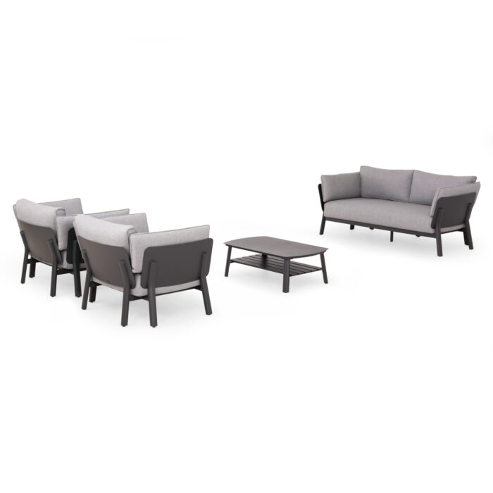 OUTDOOR LOUNGE SET 4PCS ENASTRON SM6194.01 DARK GREY ALUMINUM & GREY OLEFIN FABRIC - Image 4