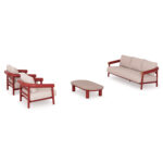 OUTDOOR LOUNGE SET 4PCS EUTOPIA SM6237.05 ALUMINUM IN RED-OLEFIN IN BEIGE-PRINTED GLASS - Image 4