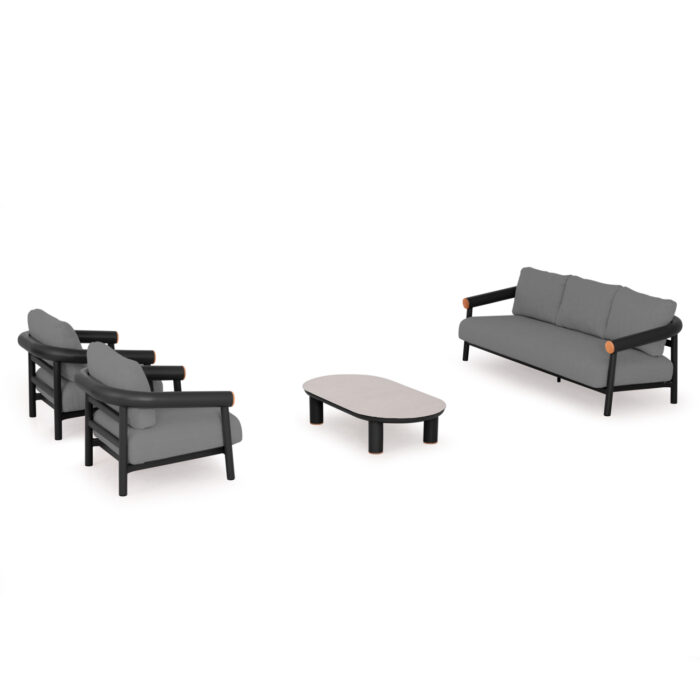 OUTDOOR LOUNGE SET 4PCS EUTOPIA SM6237.01 ALUMINUM-OLEFIN-PRINTED GLASS IN DARK GREY - Image 4