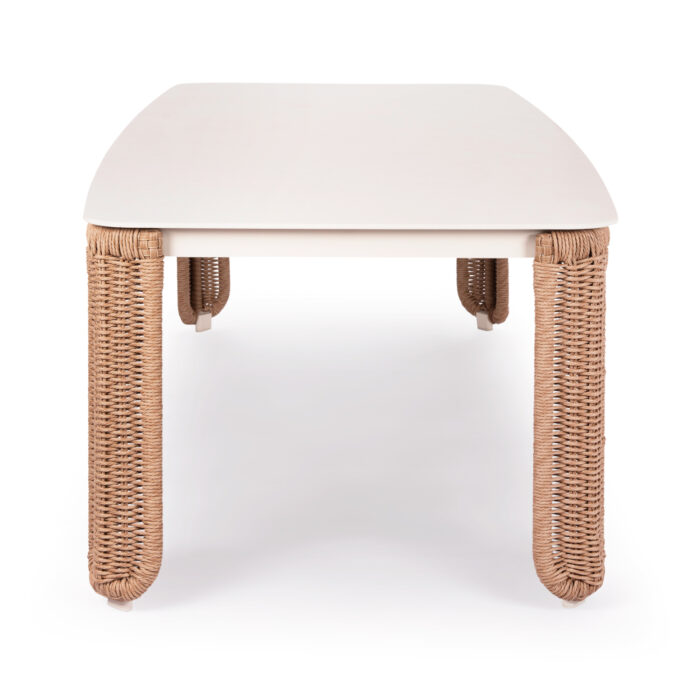 ALUMINUM DINING TABLE SERIES DESTINY SM6318 IVORY FRAME-WICKER-SINTERED STONE TOP 240x110x75Hcm. - Image 4
