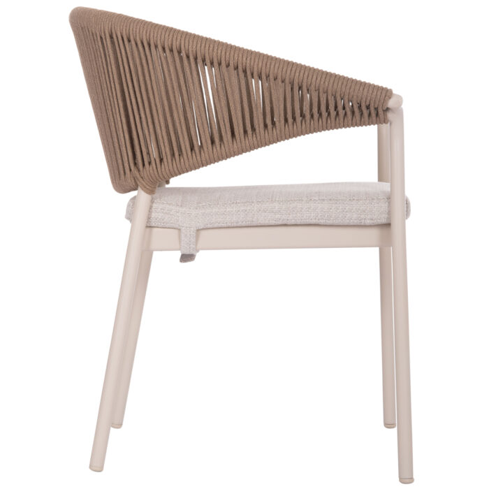 ALUMINUM DINING CHAIR STELLAR SM6320 IVORY FRAME & CUSHION-NATURAL ROPE 64,5x60x78,5Hcm - Image 4