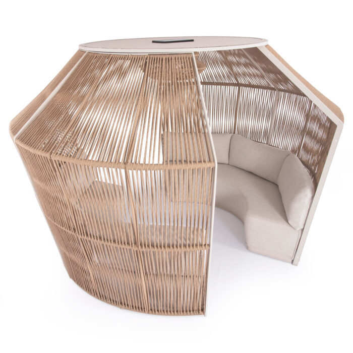 GAZEBO-ROUND TABLE LOUNGE SET SERIES DIAMOND SM21074 IVORY ALUMINUM-TWIST WICKER BEIGE 302x333x222H - Image 4