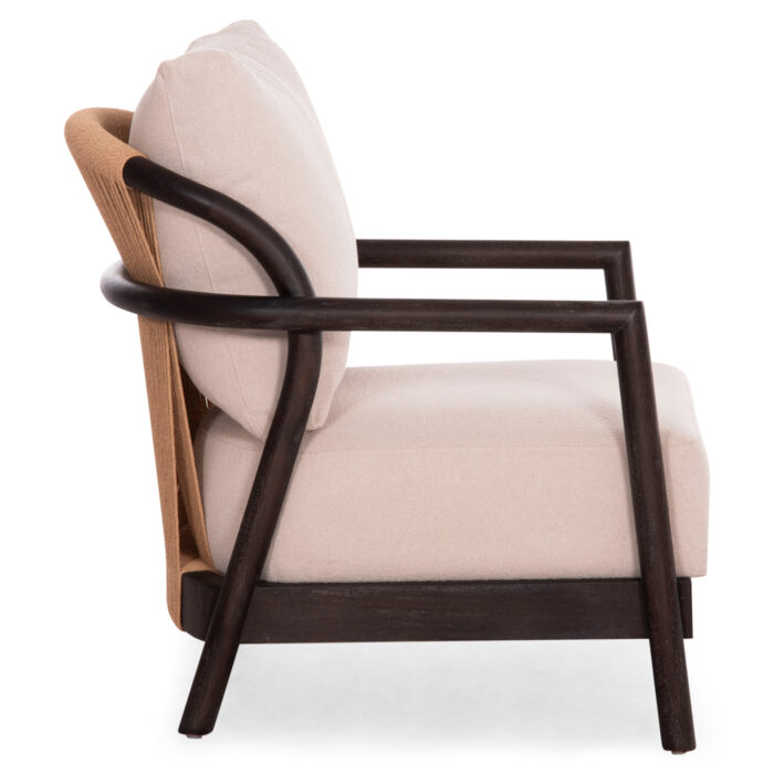 ARMCHAIR PRISTINE SM9964 MAHOGANY WOOD IN BLACK-ROPE-CREAM WHITE CUSHION 70x77x71,5Hcm. - Image 4