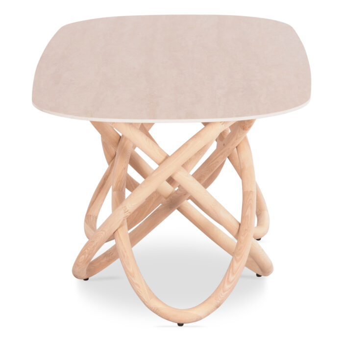 Dining Table Orbiter SM18093.02 Ceramic Top in Ecru color-Ashwood Legs in Natural color 200x100x76.5Hcm. - Image 4