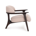 ARMCHAIR LOUNGE TRIAD SM9968 TEAK WOOD IN BLACK-CREAM WHITE FABRIC 80,5x74x66,5Hcm. - Image 4