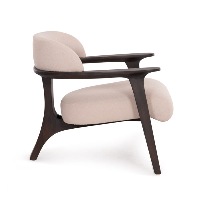 ARMCHAIR LOUNGE TRIAD SM9968 TEAK WOOD IN BLACK-CREAM WHITE FABRIC 80,5x74x66,5Hcm. - Image 4