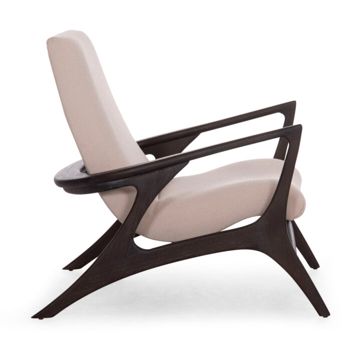 ARMCHAIR LOUNGE ARYA SM9969 TEAK WOOD IN BLACK-CREAM WHITE BOUCLE FABRIC 79x88x83Hcm. - Image 4