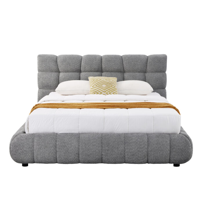 ΚΡΕΒΑΤΙ ΔΙΠΛΟ ΜΕ ΑΠΟΘ.ΧΩΡΟ BUBBLE SM725.01 ΓΚΡΙ CHENILLE ΥΦΑΣΜΑ--ΣΤΡΩΜΑ 160x200εκ - Image 4