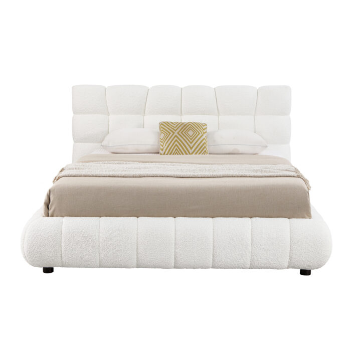 ΚΡΕΒΑΤΙ ΔΙΠΛΟ ΜΕ ΑΠΟΘ.ΧΩΡΟ BUBBLE SM725.02 ΛΕΥΚΟ CHENILLE ΥΦΑΣΜΑ--ΣΤΡΩΜΑ 160x200εκ - Image 4