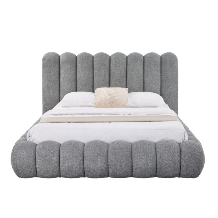 ΚΡΕΒΑΤΙ ΔΙΠΛΟ ΜΕ ΑΠΟΘ.ΧΩΡΟ BUBBLE SM727.01 ΓΚΡΙ CHENILLE ΥΦΑΣΜΑ--ΣΤΡΩΜΑ 160x200εκ - Image 4