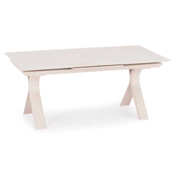 EXPANDABLE ALUMINUM DINING TABLE ANDROMEDA (L) SM6184 FRAME & SINTERED STONE TOP IN IVORY COLOR 240-300x100x76.5H - Image 5