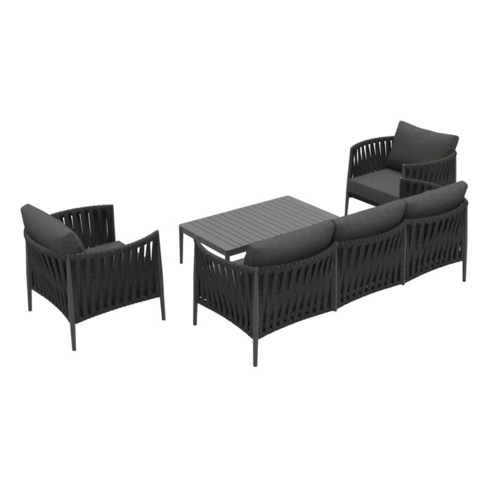 OUTDOOR LOUNGE SET 4PCS SERIES POLARIS SM6211.01 DARK GREY ALUMINUM-STRAPS-OLEFIN - Image 5