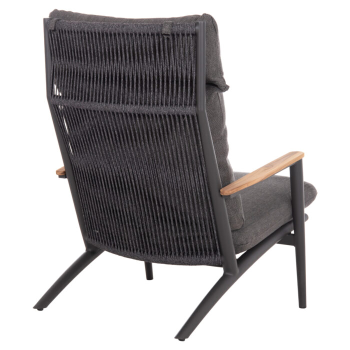 LOUNGE ARMCHAIR ZODIAC SM6213.01 ALUMINUM-ROPE-OLEFIN IN DARK GREY-TEAK WOOD ARMRESTS 76x77,5x97Hcm. - Image 5
