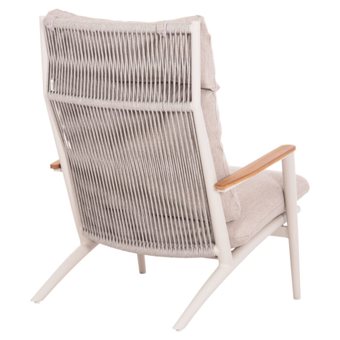 LOUNGE ARMCHAIR ZODIAC SM6213.02 CREAM WHITE ALUMINUM-ROPE-OLEFIN IN BEIGE-TEAK WOOD ARMRESTS 76x77,5x97Hcm. - Image 5