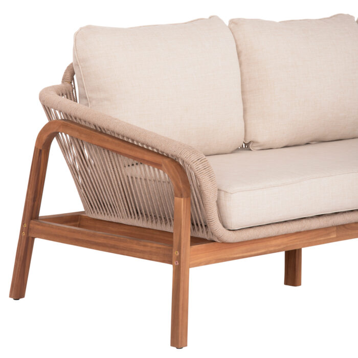 OUTDOOR LOUNGE SET 4PCS SERIES OASIS SM6224 ACACIA WOOD-ALUMINUM & ROPE IN BEIGE - Image 5