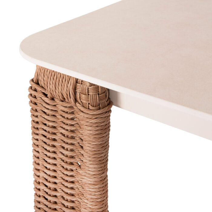 ALUMINUM DINING TABLE SERIES DESTINY SM6318 IVORY FRAME-WICKER-SINTERED STONE TOP 240x110x75Hcm. - Image 5