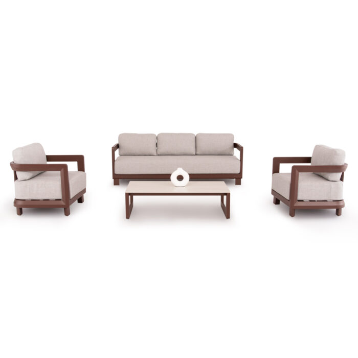 OUTDOOR LOUNGE SET 4PCS SERIES LEGACY SM6254.07 ALUMINUM IN TERRACOTA COLOR-CREAM WHITE SINTERED STONE - Image 5