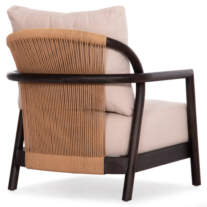 ARMCHAIR PRISTINE SM9964 MAHOGANY WOOD IN BLACK-ROPE-CREAM WHITE CUSHION 70x77x71,5Hcm. - Image 5