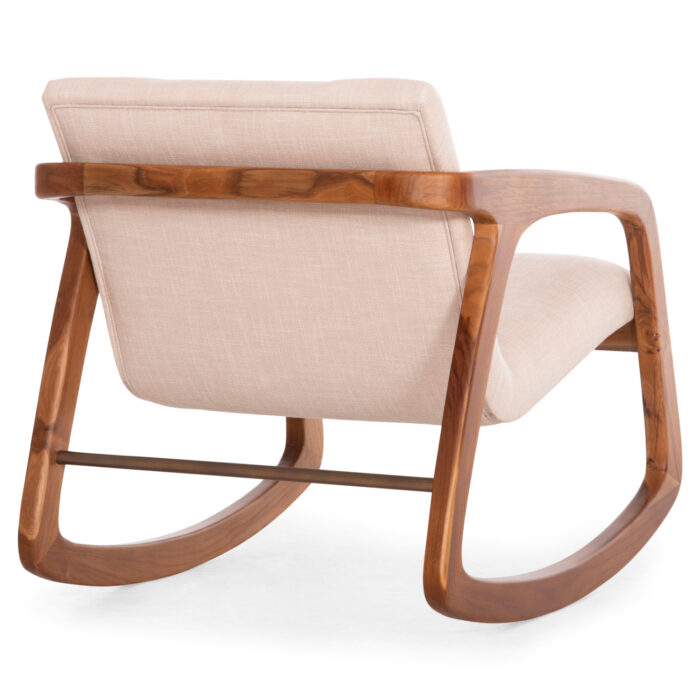 ROCKING CHAIR ROCKER SM9965 TEAK WOOD IN NATURAL-BEIGE FABRIC 61x87x73Hcm. - Image 5