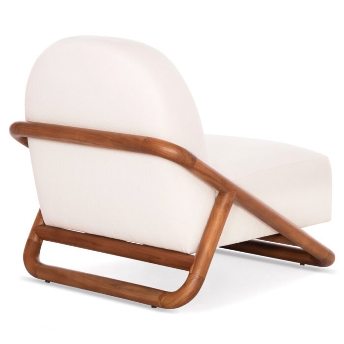 ARMCHAIR LOUNGE RAMROD SM9967 TEAK WOOD IN NATURAL-CREAM WHITE BOUCLE 75x87x79Hcm. - Image 5