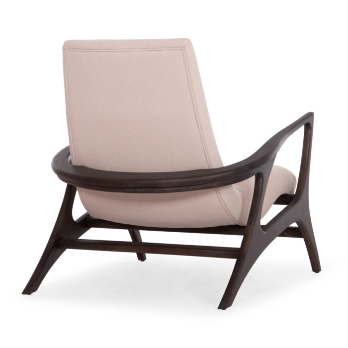 ARMCHAIR LOUNGE ARYA SM9969 TEAK WOOD IN BLACK-CREAM WHITE BOUCLE FABRIC 79x88x83Hcm. - Image 5