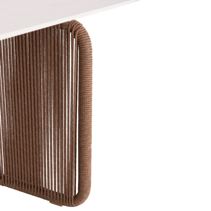 ALUMINUM DINING TABLE SERIES DESTINY SM6169 IVORY SINTERED STONE-TWSITED WICKER 240x100x73.5Hcm. - Image 6