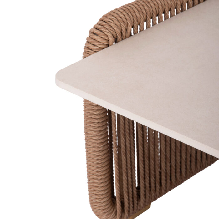 ALUMINUM COFFEE TABLE SERIES DESTINY SM6171 WICKER ROPE-SINTERED STONE TOP 88x88x39,5Hcm. - Image 6