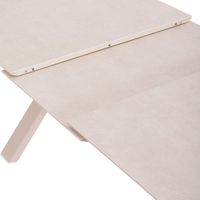 EXPANDABLE ALUMINUM DINING TABLE ANDROMEDA (L) SM6184 FRAME & SINTERED STONE TOP IN IVORY COLOR 240-300x100x76.5H - Image 6