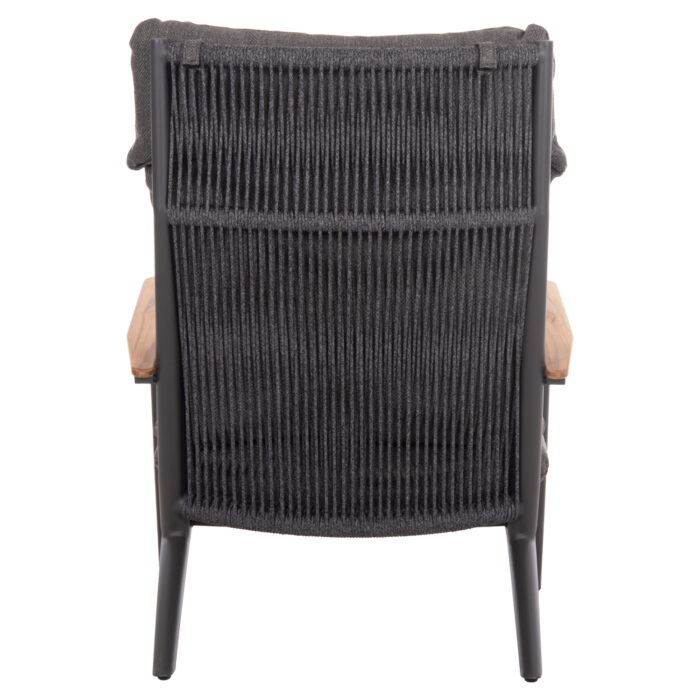 LOUNGE ARMCHAIR ZODIAC SM6213.01 ALUMINUM-ROPE-OLEFIN IN DARK GREY-TEAK WOOD ARMRESTS 76x77,5x97Hcm. - Image 6