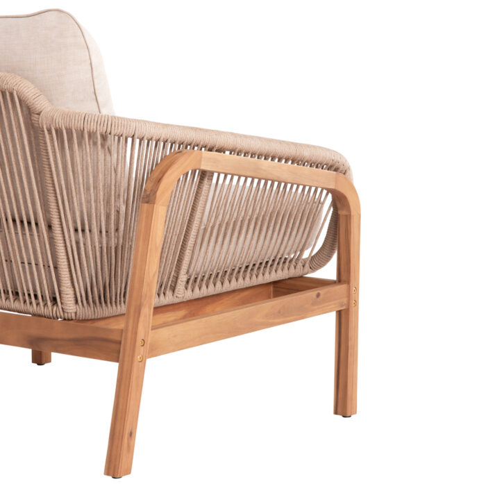 OUTDOOR LOUNGE ARMCHAIR OASIS SM6226 ACACIA WOOD-ALUMINUM & ROPE BEIGE 92x80x71.5-82Hcm. - Image 6
